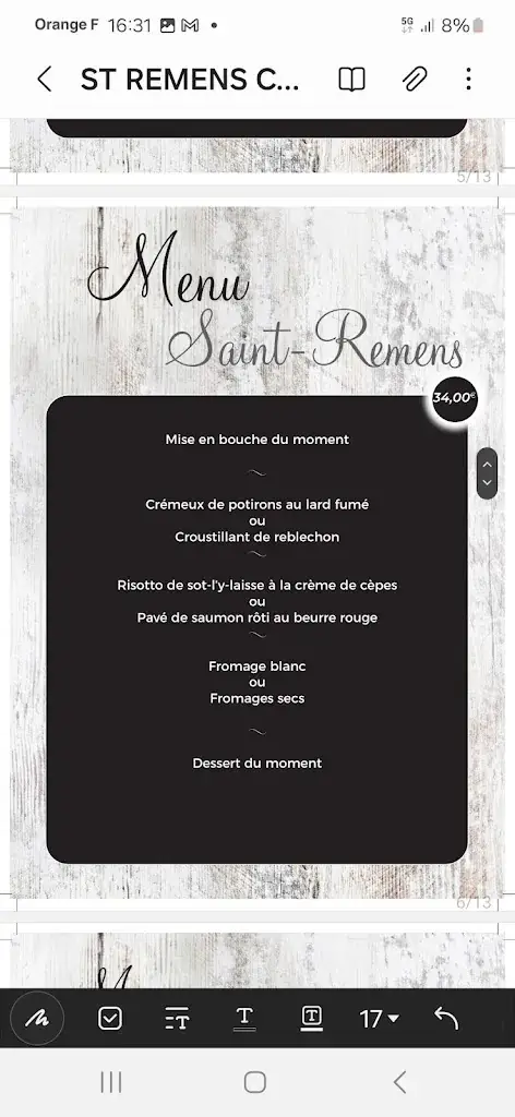 Menu_Restaurant Le Saint Rémens pere et fils_Saint-Maurice-de-Rémens_image_2