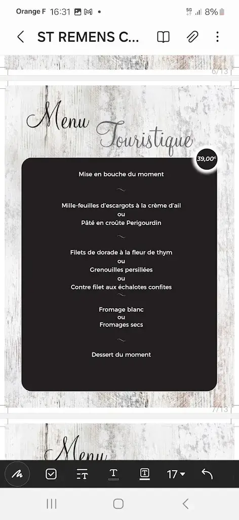 Menu_Restaurant Le Saint Rémens pere et fils_Saint-Maurice-de-Rémens_image_4