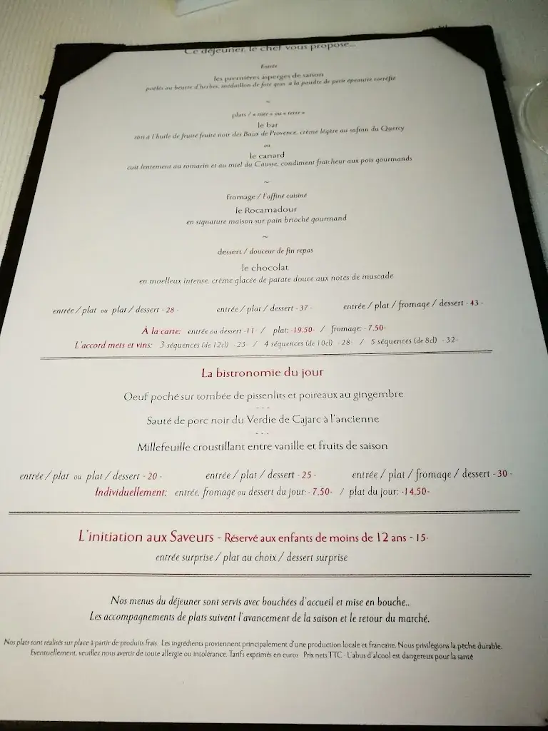 Menu_La Maison du Safran à l'Allée des Vignes_Cajarc_image_3