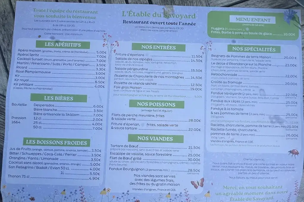 Menu_L'Etable du Savoyard_Thonon-les-Bains_immagine_1