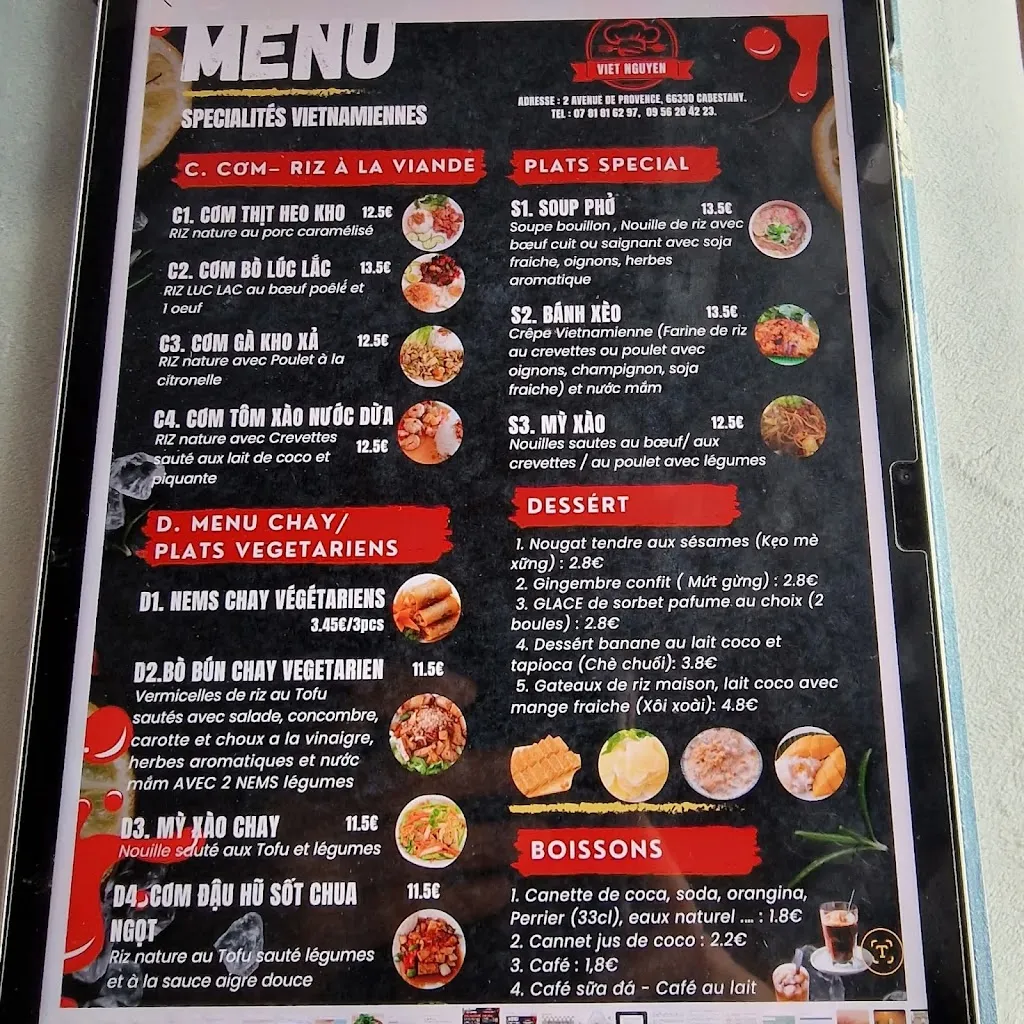 Menu_VIET NGUYEN - PLAT CUISINÉS VIETNAMIEN_Cabestany_image_1