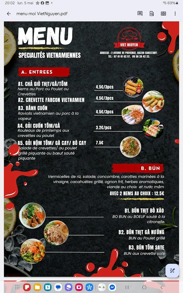 Menu_VIET NGUYEN - PLAT CUISINÉS VIETNAMIEN_Cabestany_image_2