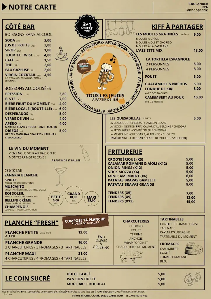 Menu_E-koland Bar Tapas Restaurant_Cabestany_image_1