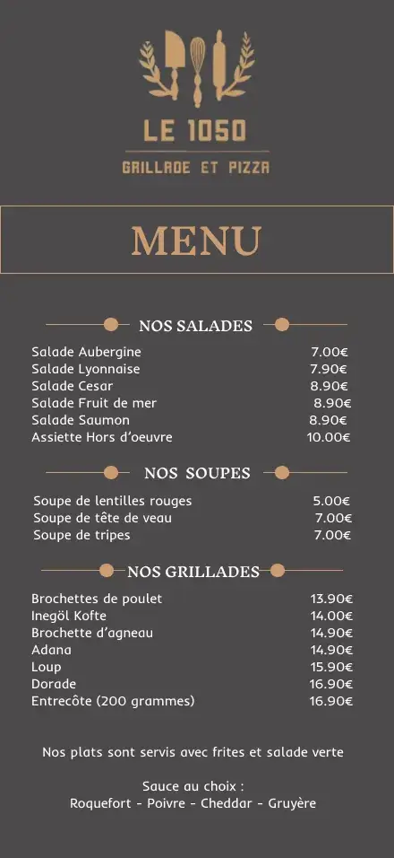 Menu_Bar restaurant Le 1050_Loire-sur-Rhône_image_1