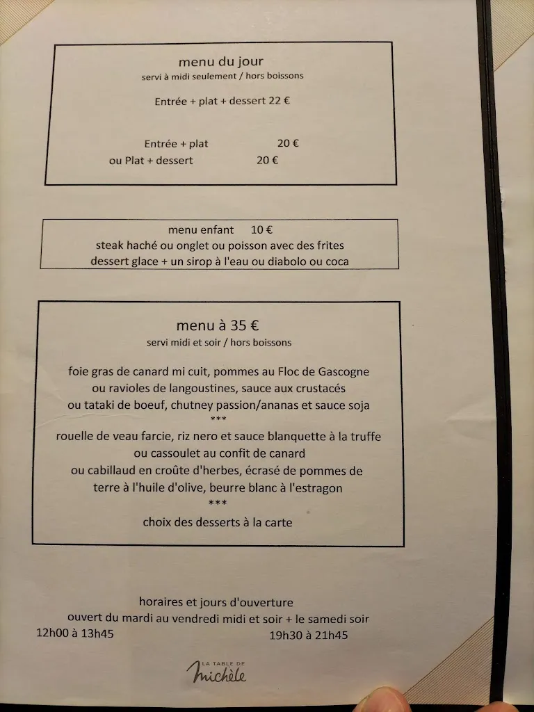 Menu_La Table de Michèle_Campsas_image_1