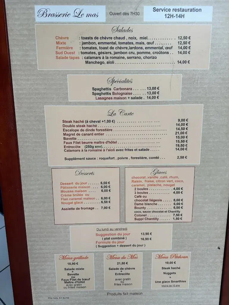 Menu_Restaurant Le Mas_Canohès_image_1