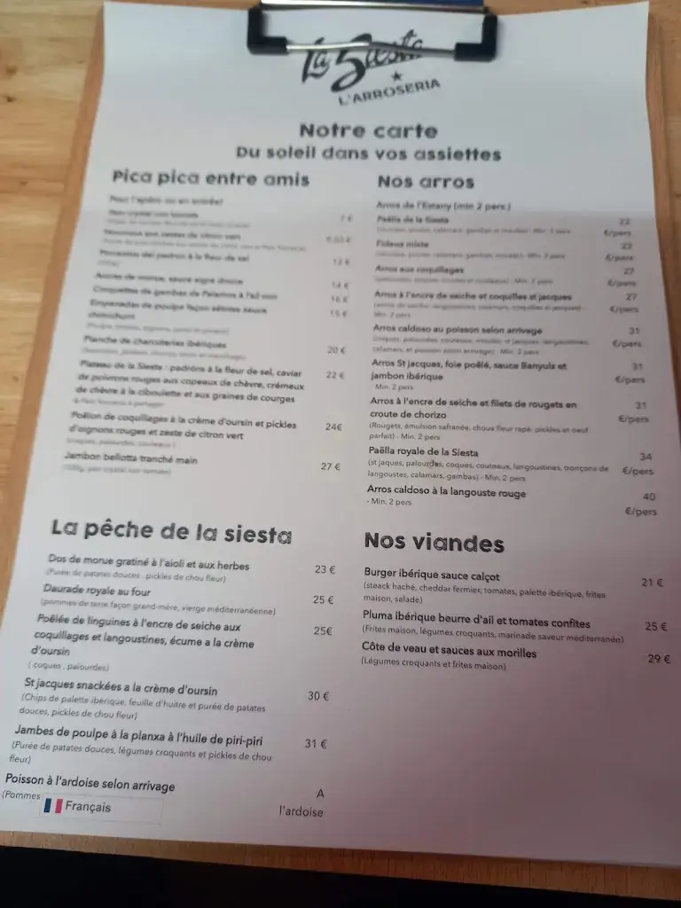 Menu_La Siesta L’ Arroseria_Canet-en-Roussillon_image_3