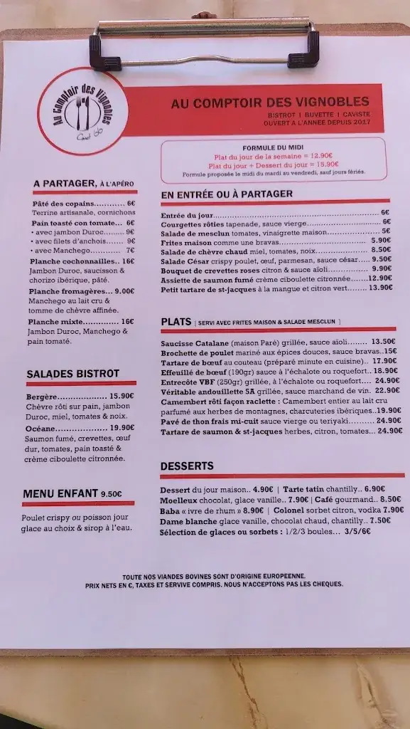 Menu_Au Comptoir Des Vignobles_Canet-en-Roussillon_image_1