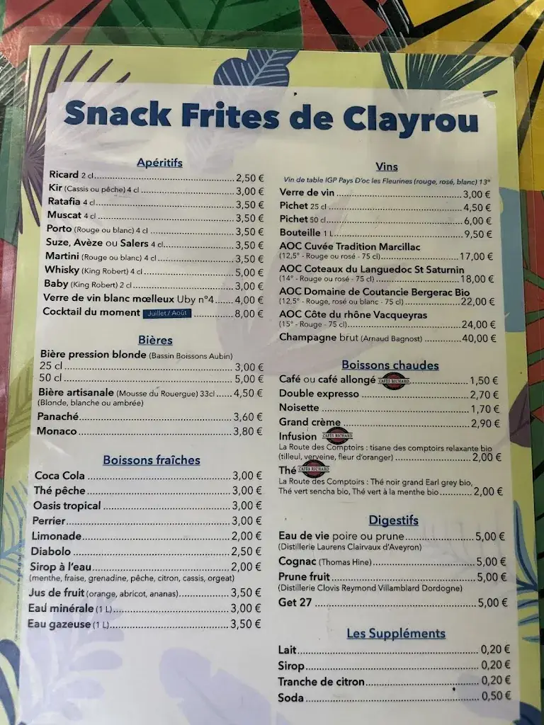 Menu_Snack Bar Du Clayrou_Capdenac_image_1