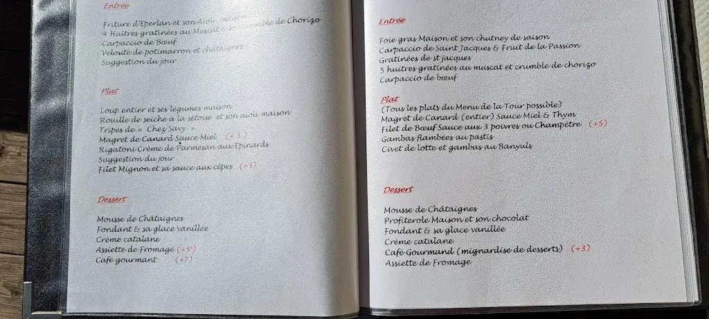 Menu_La Tour Sarrasine cuisine traditionnelle fait maison_Poilhes_image_1