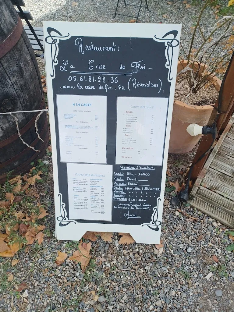 Menu_Restaurant Écluse de Vic, Castanet Tolosan : La Crise de foi_Castanet-Tolosan_image_2