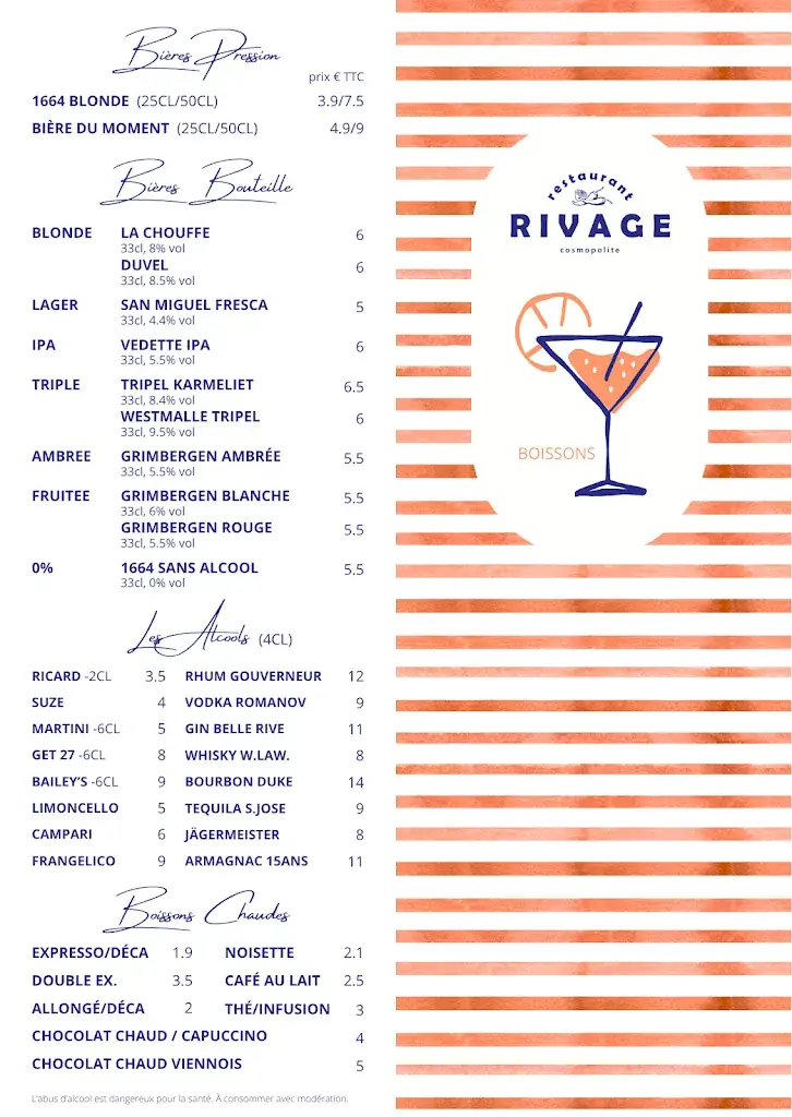 Menü_Rivage - restaurant cosmopolite de La Source Wake Park_Carbonne_Bild_1