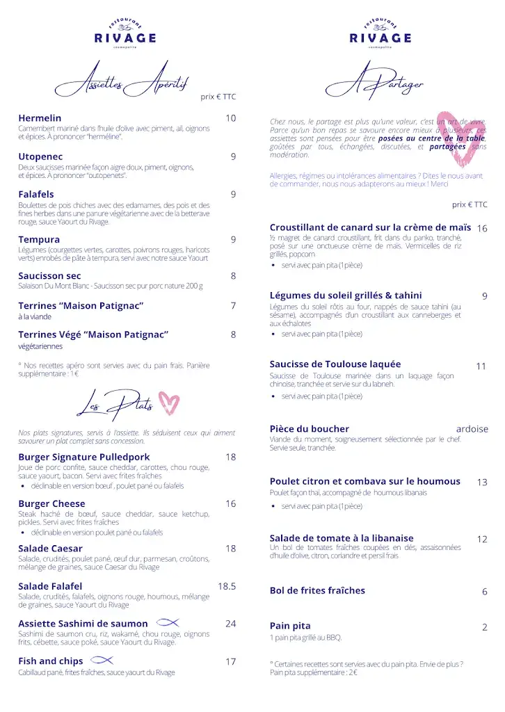 Menü_Rivage - restaurant cosmopolite de La Source Wake Park_Carbonne_Bild_2