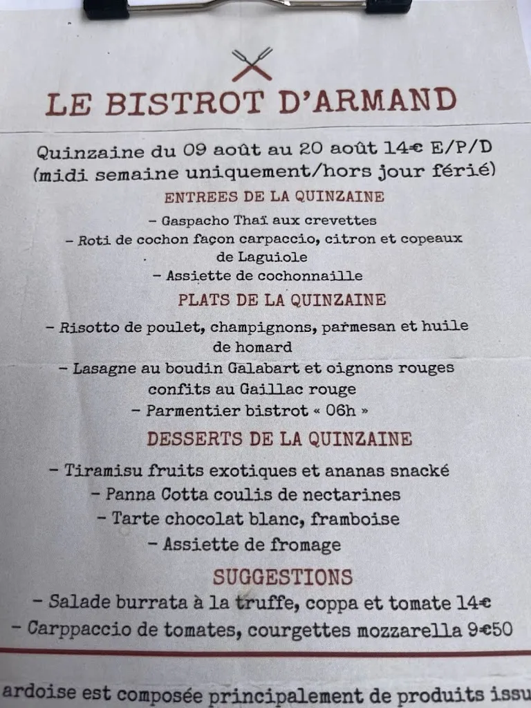 Menü_Le Bistrot D’armand_Montesquieu-Volvestre_Bild_1