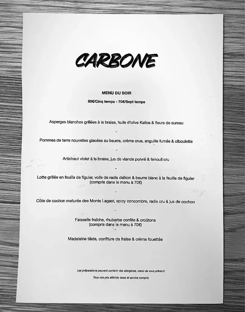 Menu_Carbone restaurant_Lyon_image_1