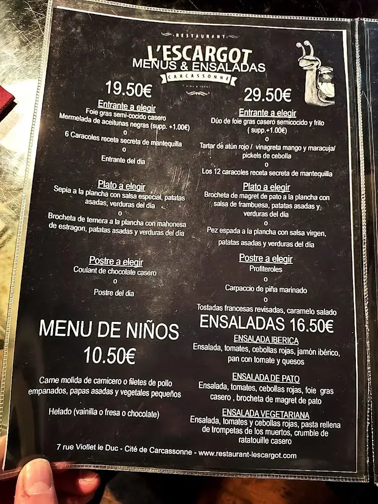 Menu_L'escargot_Carcassonne_immagine_1