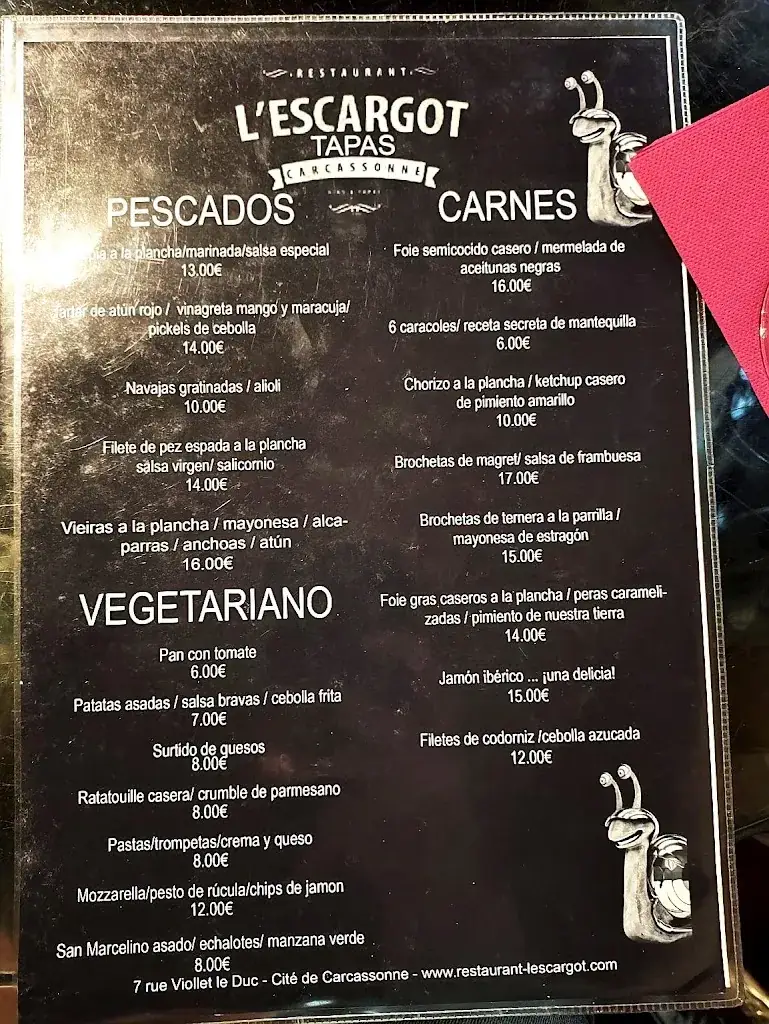 Menu_L'escargot_Carcassonne_immagine_2