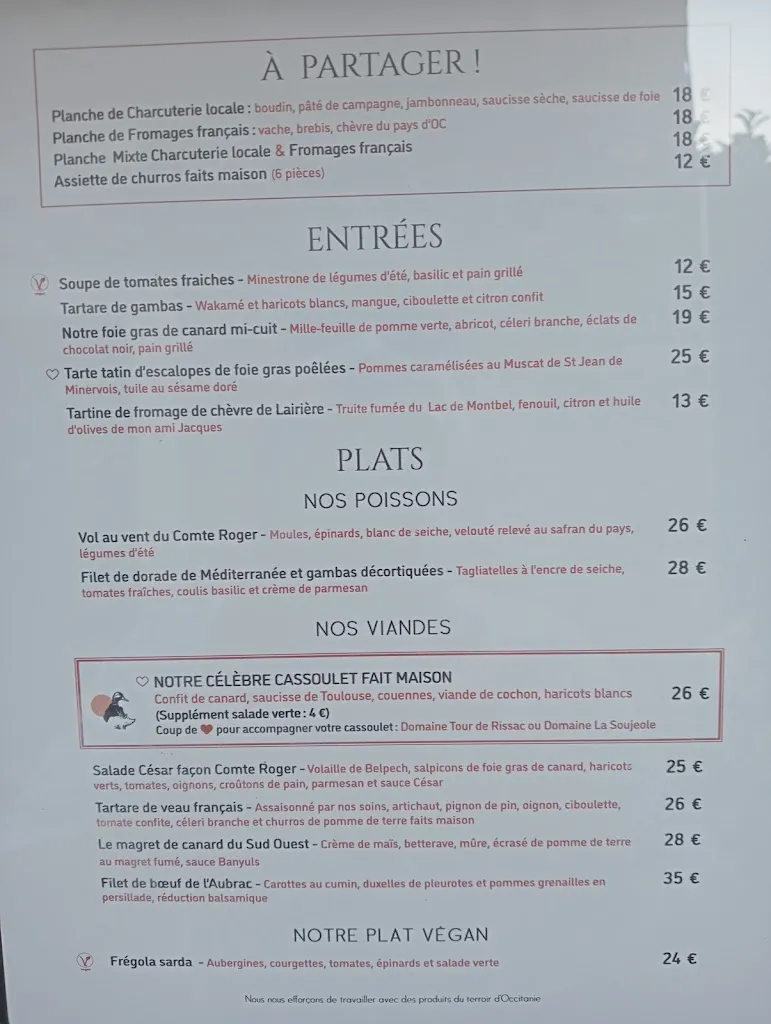 Menu_Comte Roger Carcassonne_Carcassonne_image_1