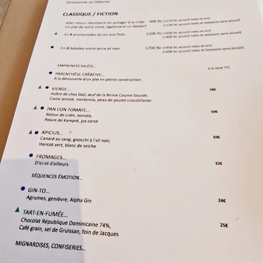 Menu_La Table de Franck Putelat - Carcassonne_Carcassonne_image_2