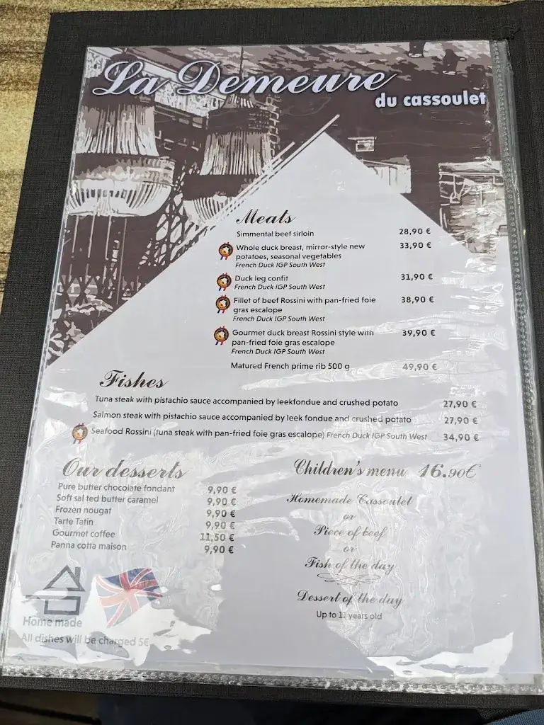 Menu_LA DEMEURE DU CASSOULET_Carcassonne_image_1