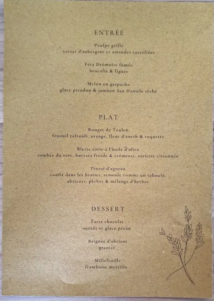 Menu_Hotel Restaurant Garenne_Livron-sur-Drôme_image_1