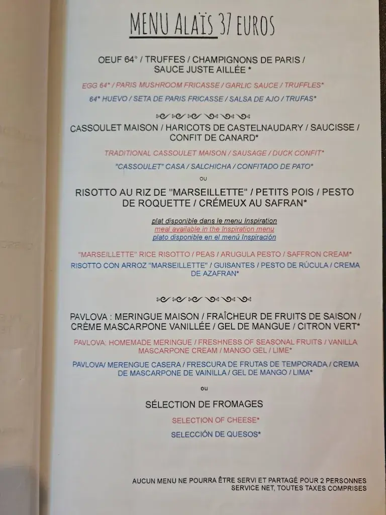 Menu_La Table d'Alais_Carcassonne_image_2