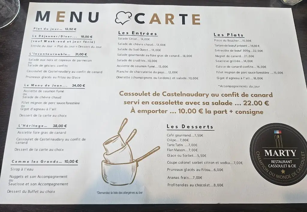 Menu_Restaurant Chez Marty_Castelnaudary_image_1