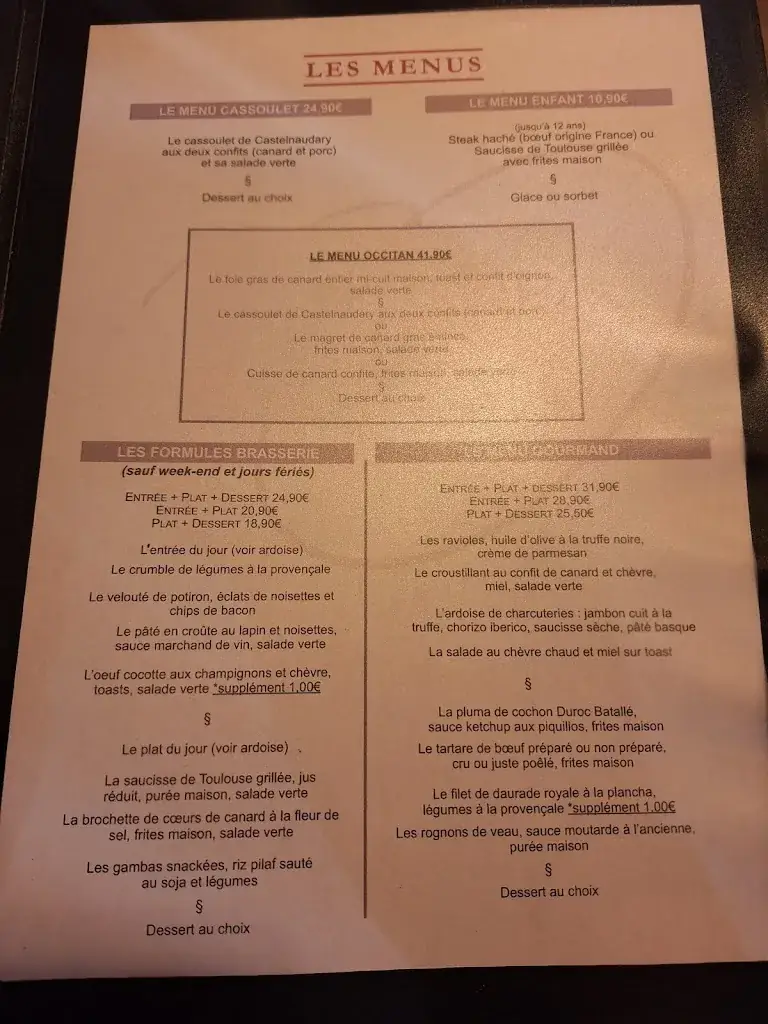 Menu_Restaurant - La Maison du Cassoulet_Castelnaudary_image_1