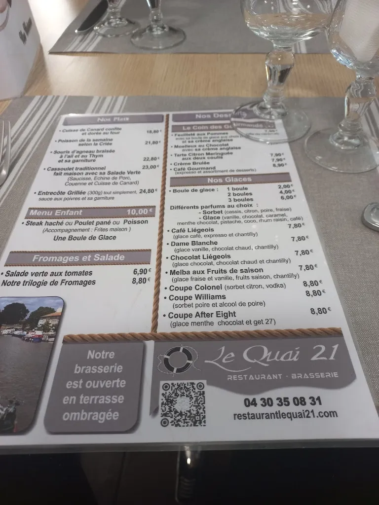 Menu_Le Quai 21_Castelnaudary_image_1