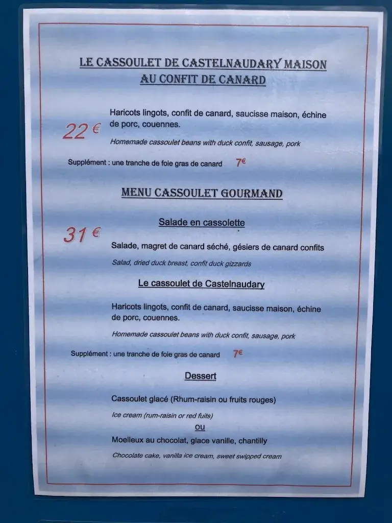 Menu_Le Cassoulet Gourmand_Castelnaudary_image_2