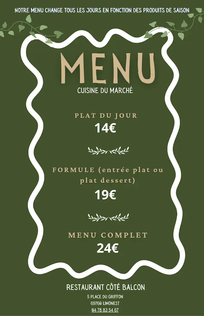 Menu_Restaurant Côté Balcon_Limonest_immagine_1