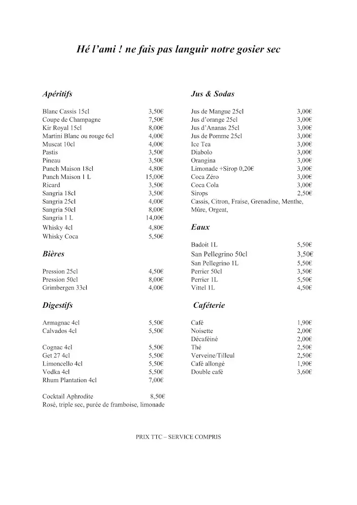 Menu_Restaurant Les Escaravats_Remoulins_image_1