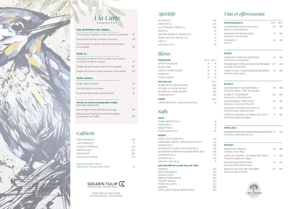 Menu_Les Oliviers - Restaurant Golden Tulip Hôtel_Limonest_image_1