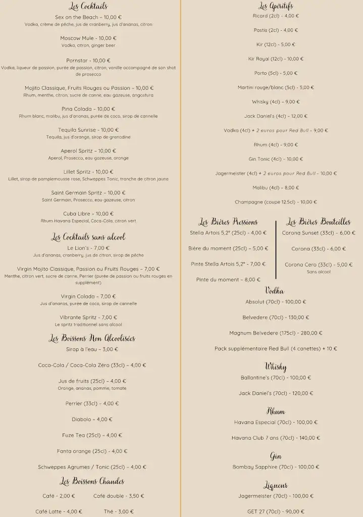 Menu_Le Lion's - Resto & Club_Loyettes_image_1