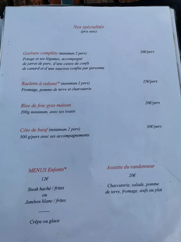 Menu_Chalet De La Reine Hortense_Cauterets_image_1