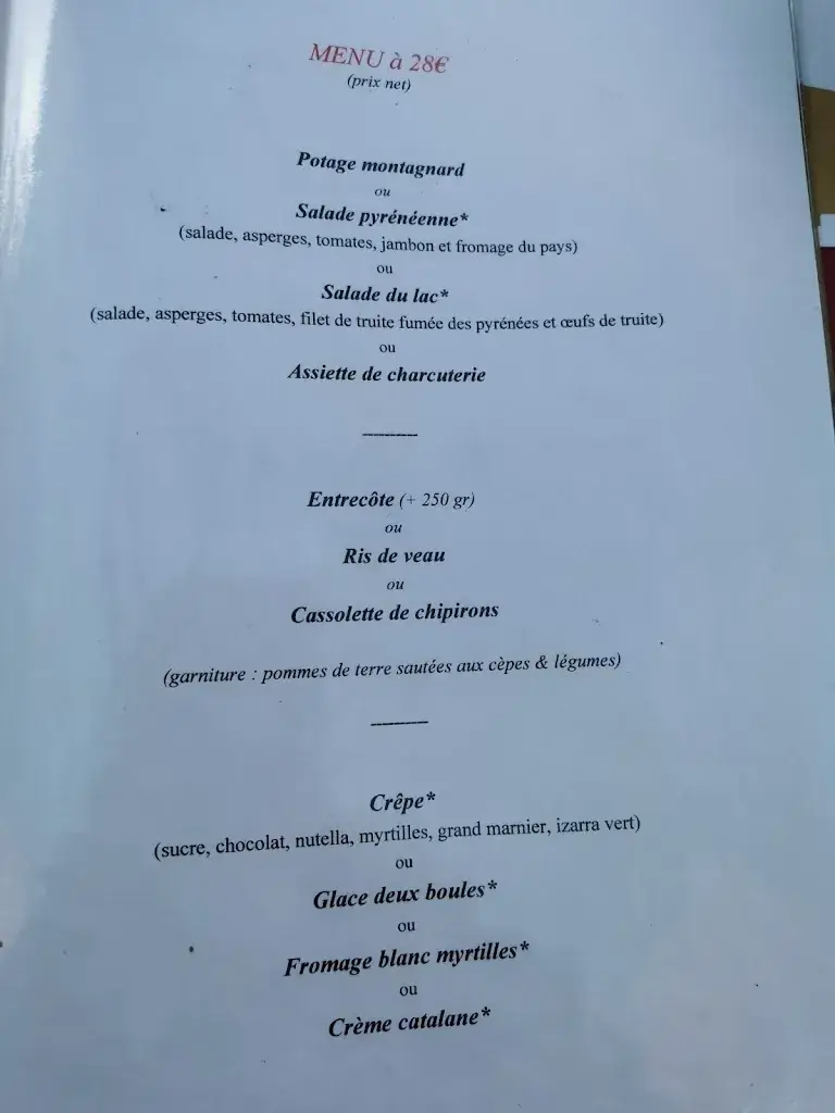 Menu_Chalet De La Reine Hortense_Cauterets_image_3