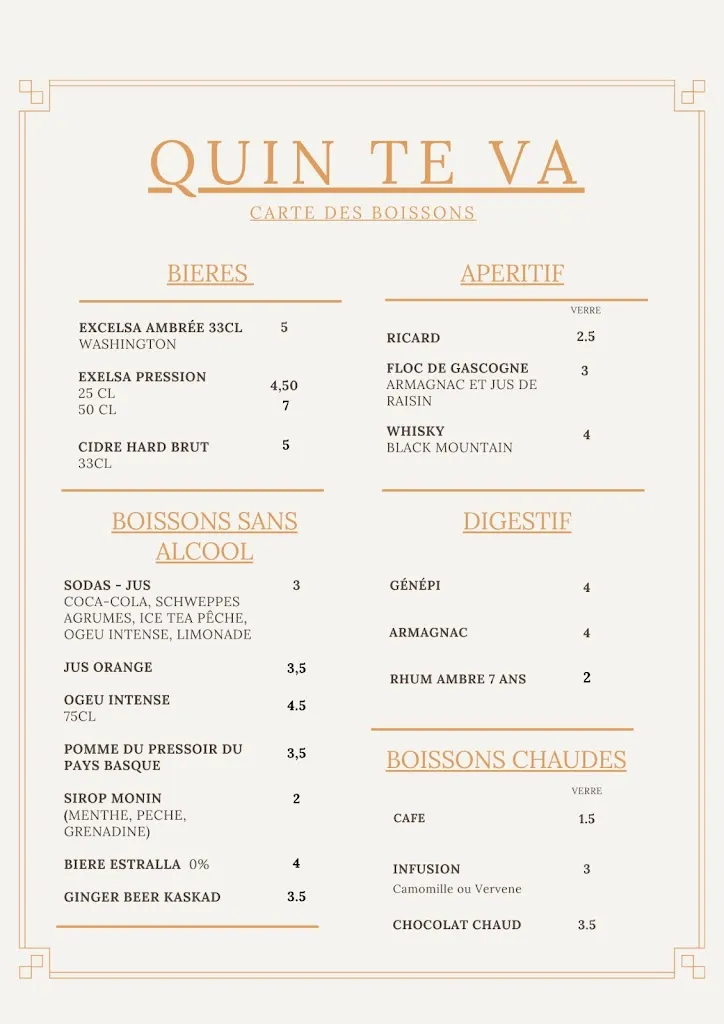 Menu_Restaurant Quin Te Va_Cauterets_image_1
