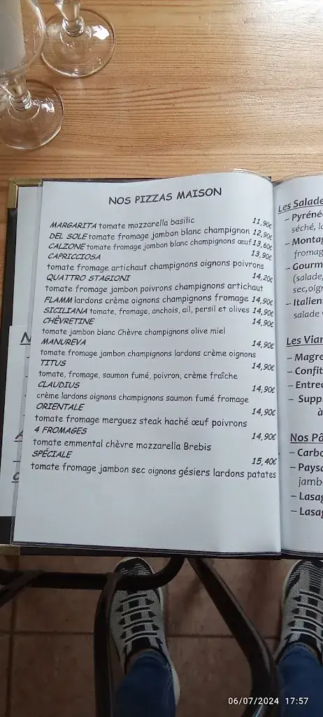 Menu_PIZZERIA TITUS RESTAURANT LES ESTIVES_Cauterets_image_1