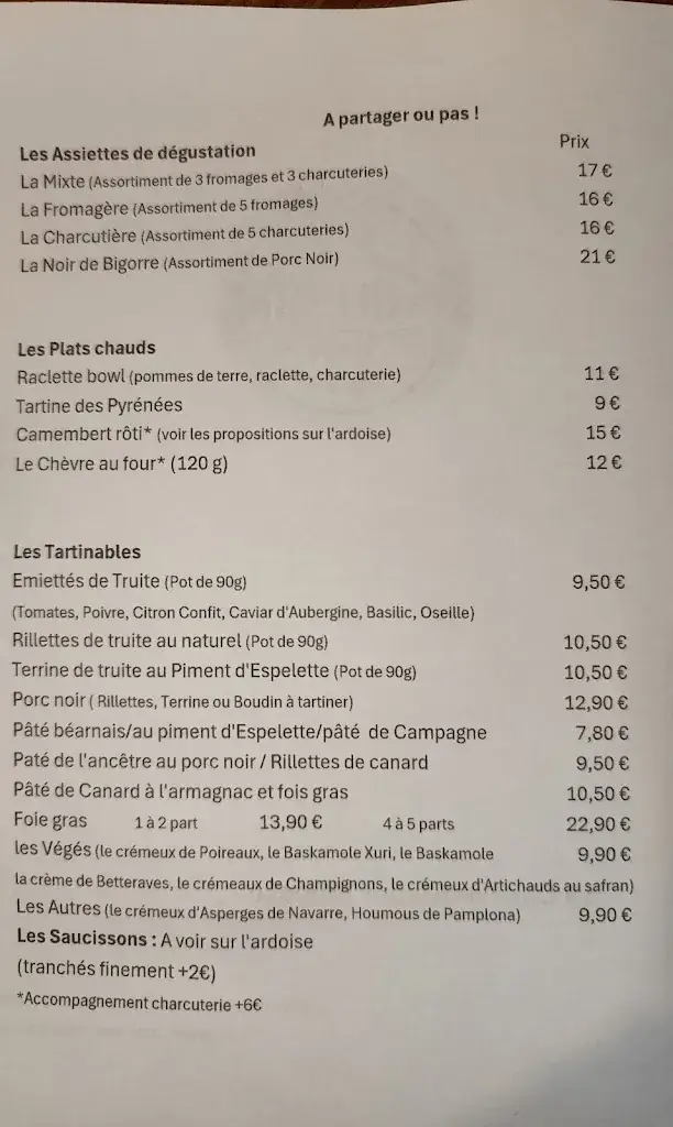 Menu_La Cheeserie Cauterets_Cauterets_immagine_1