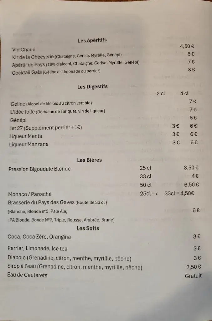Menu_La Cheeserie Cauterets_Cauterets_immagine_2