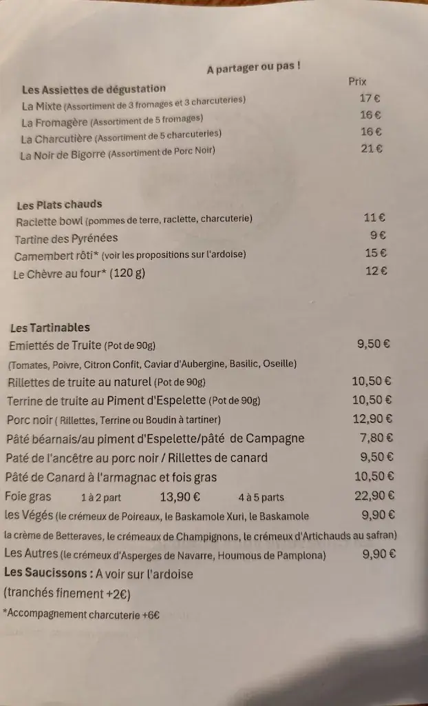 Menu_La Cheeserie Cauterets_Cauterets_immagine_3