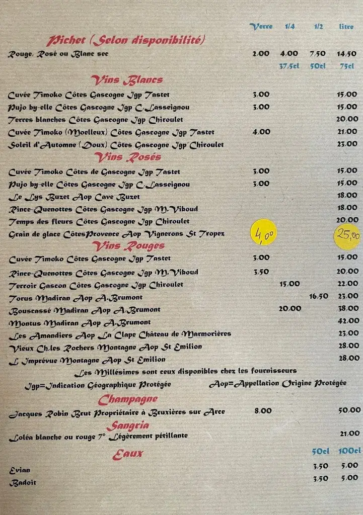 Menu_Le Bistrot à Claude_Cazaubon_image_1