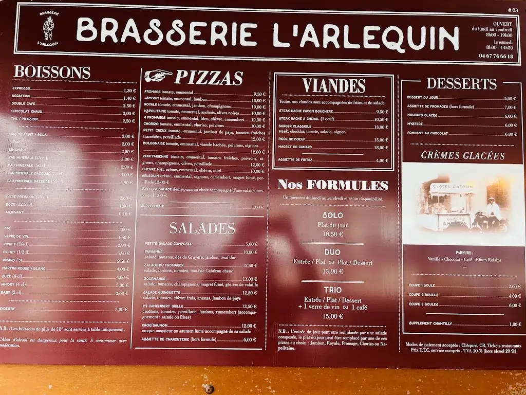 Menu_L'Arlequin_Thézan-lès-Béziers_image_1