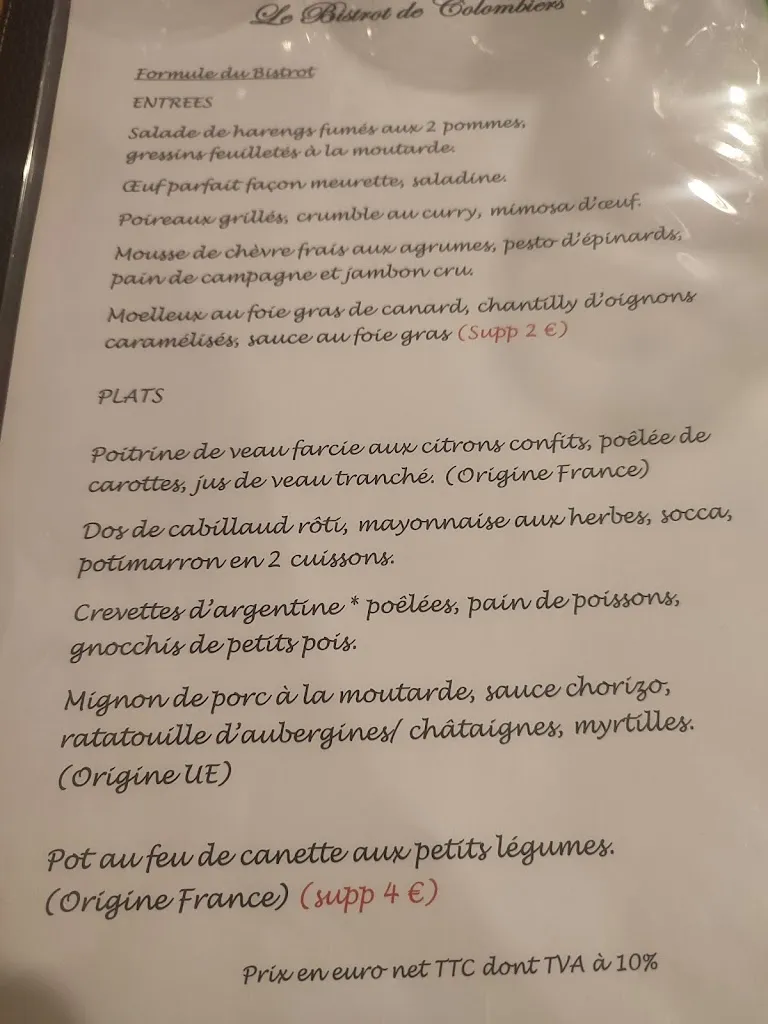 Menu_Le Bistrot de Colombiers Hérault _Colombiers_image_1