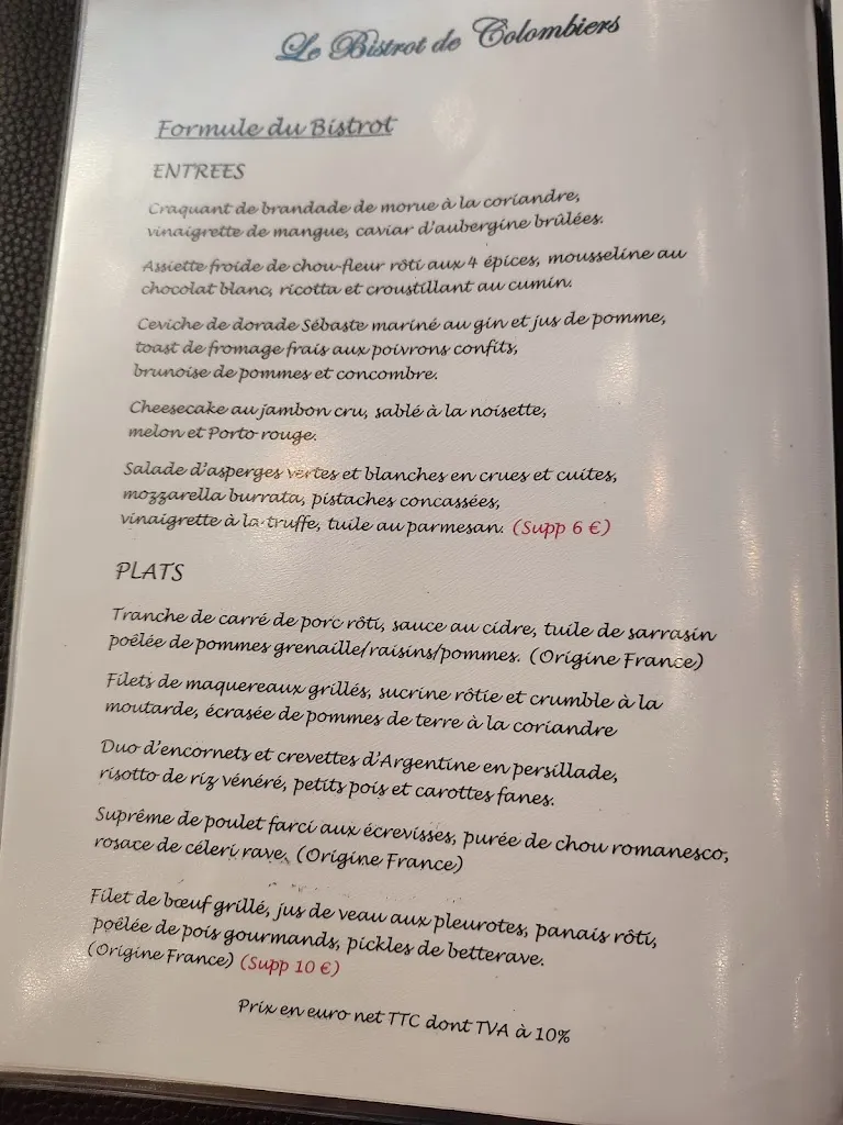 Menu_Le Bistrot de Colombiers Hérault _Colombiers_image_4