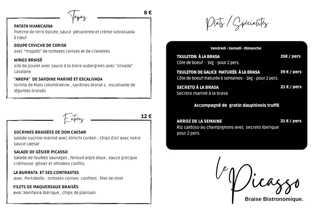 Menu_le picasso restaurant_Céret_immagine_1