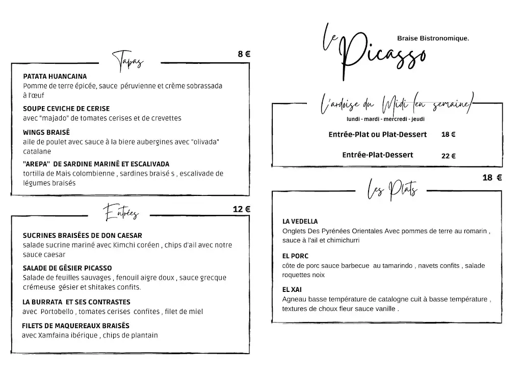 Menu_le picasso restaurant_Céret_immagine_2