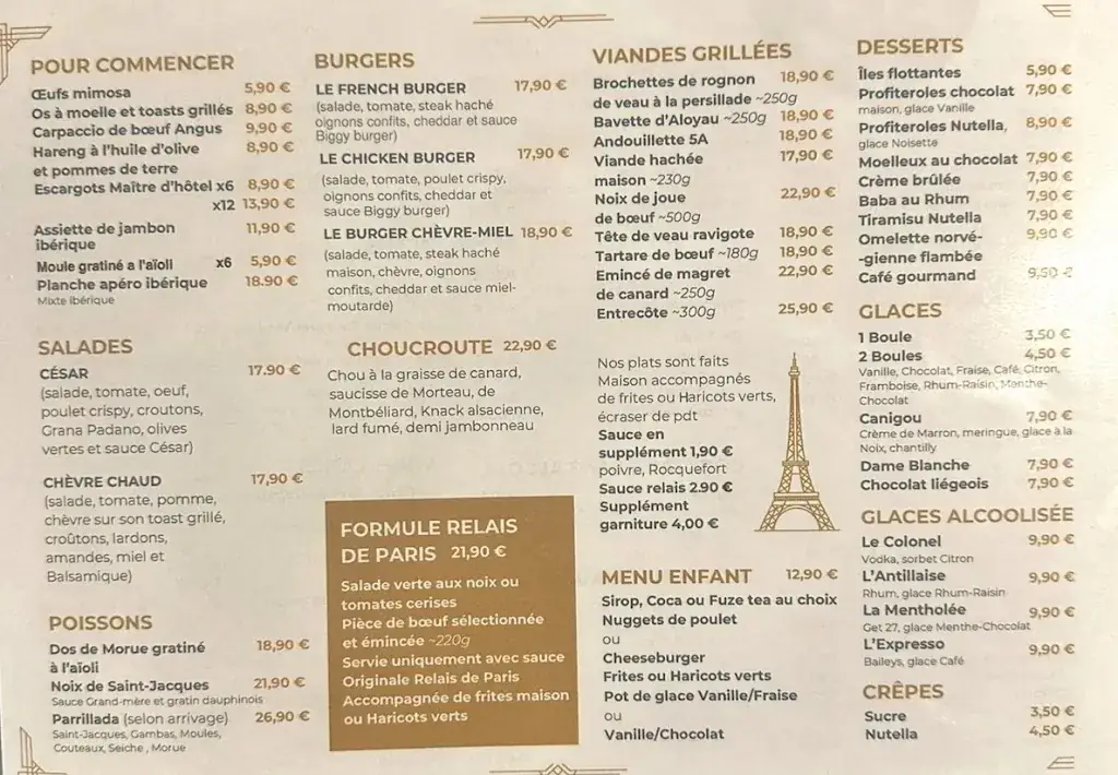 Menu_Restaurant Le Relais de Paris_Rivesaltes_image_1