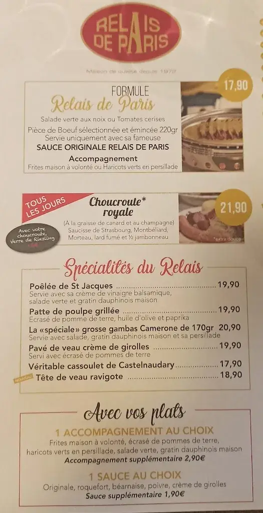 Menu_Restaurant Le Relais de Paris_Rivesaltes_image_3