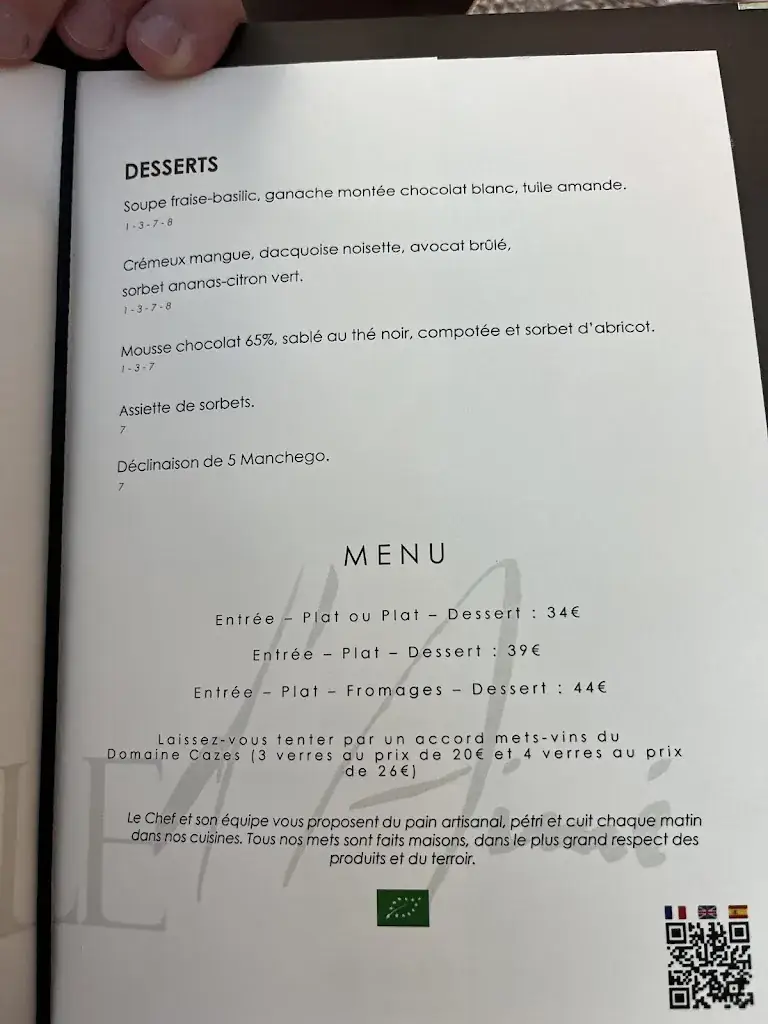 Menu_La Table D'Aimé_Rivesaltes_image_1